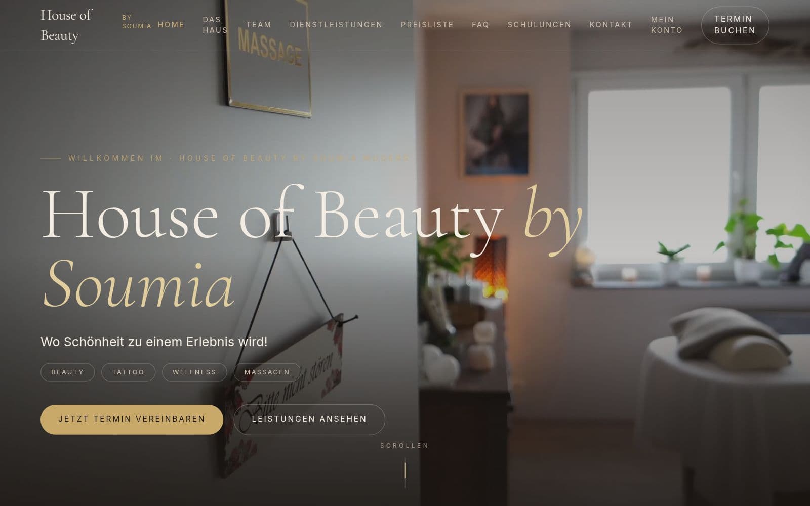 House of Beauty by Soumia – Beauty-Studio-Website – Screenshot der Demo-Website a3m-test.de/beauty
