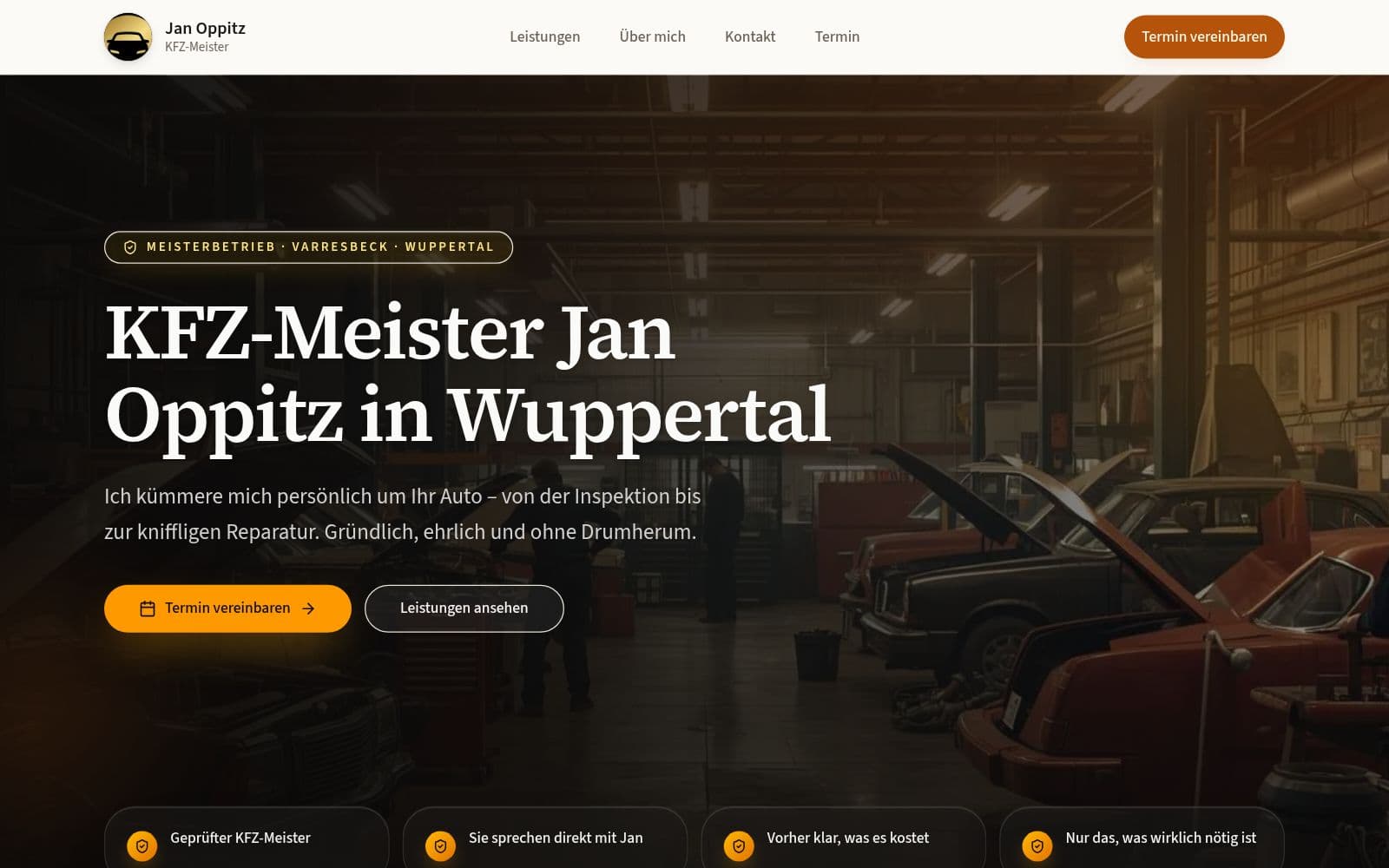 KFZ-Meister Jan Oppitz – Screenshot der Live-Website kfz-oppitz.de